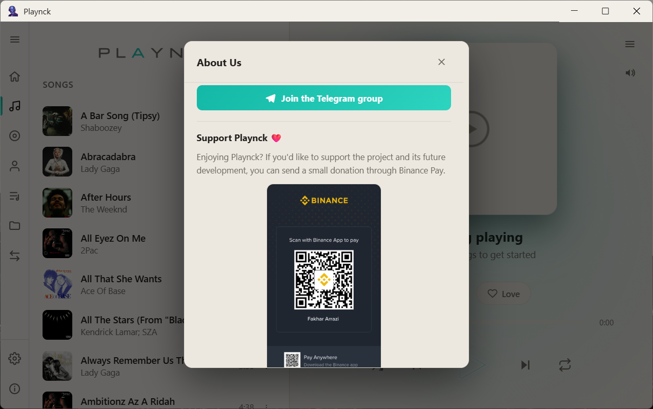 Playnck about screen