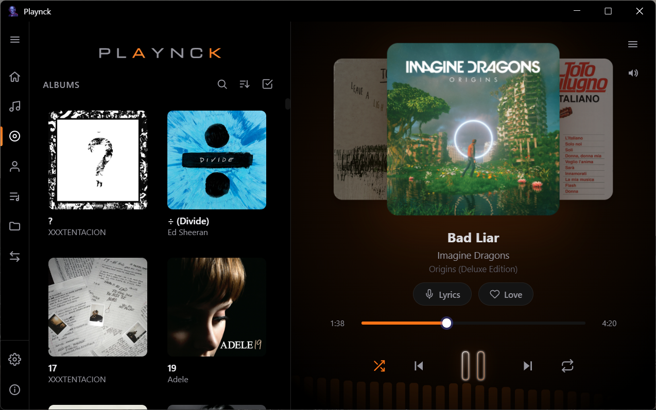 Playnck albums view