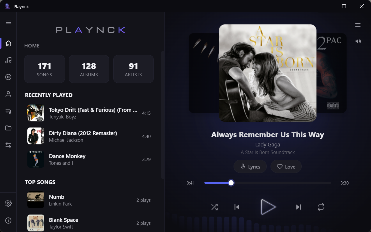 Playnck home screen